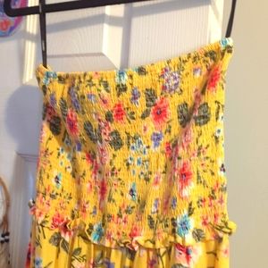 Forever 21 - XS - yellow 💛 Floral Print Strapless Maxi